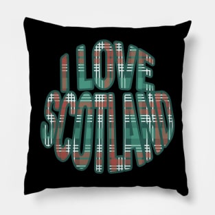 I LOVE SCOTLAND Christmas Tartan Colour Typography Design Pillow