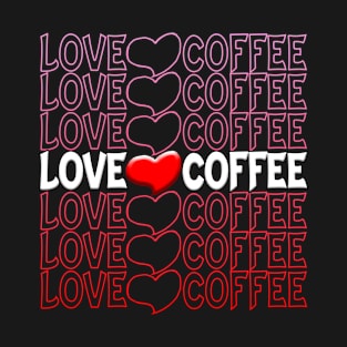 Love Coffee Heart Repeat Text Red T-Shirt