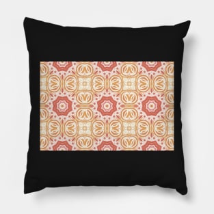 Bohemian Coral Watercolor Tile Pattern Pillow