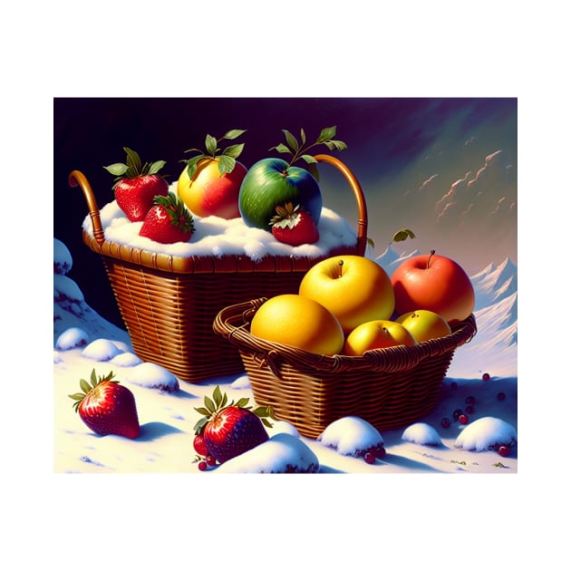 Fruit Bucket Between Snow by Fantasyscape