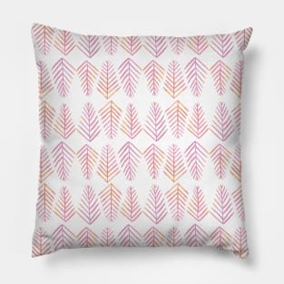 Watercolor pine trees pattern  - pink and orange Pillow