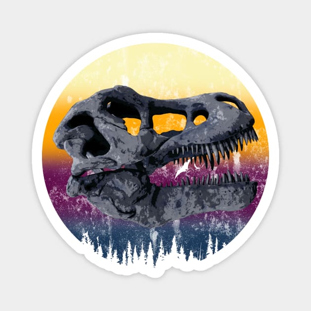 Tyrannosaurus Rex Skull In A Beautiful Sunset Magnet by MerlinArt