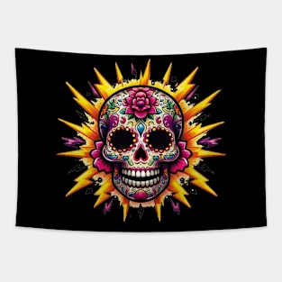 Sugar Skull Art - Lightning Strikes Twice: Dia de los Muertos Edition Tapestry