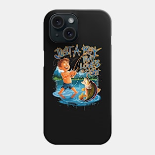 Exploring Nature: Boy Fishing With a Big Catch Phone Case