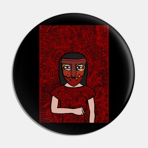 88: A FemaleMask NFT with Basic Eyes, Dark Skin, and a Light Item Pin by Hashed Art