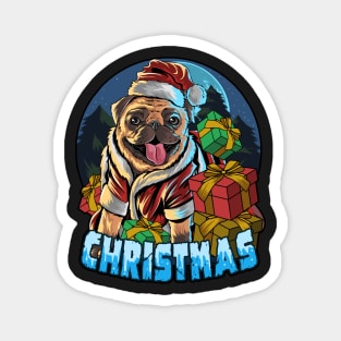 Graphic Illustration Christmas Pug Magnet