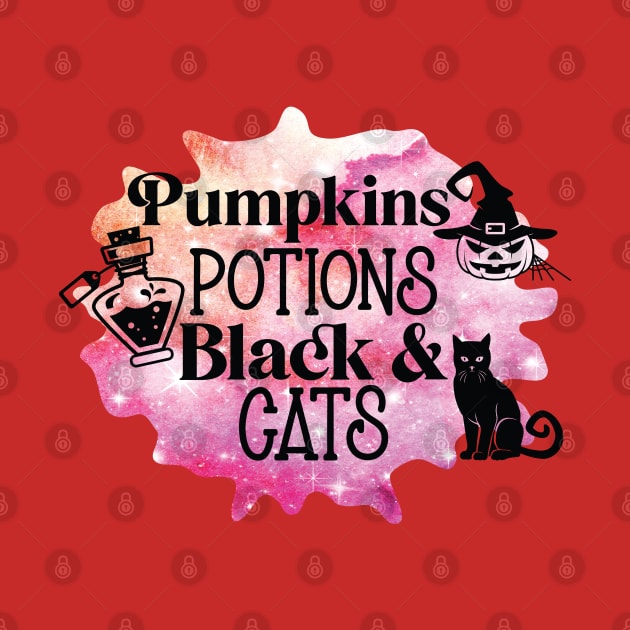 Pumpkin potions and black cats Halloween by alcoshirts