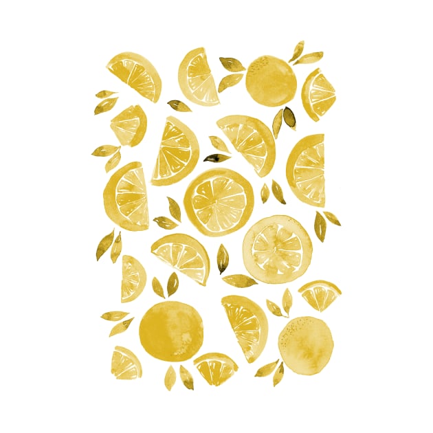 Watercolor grapefruit - monochrome yellow by wackapacka