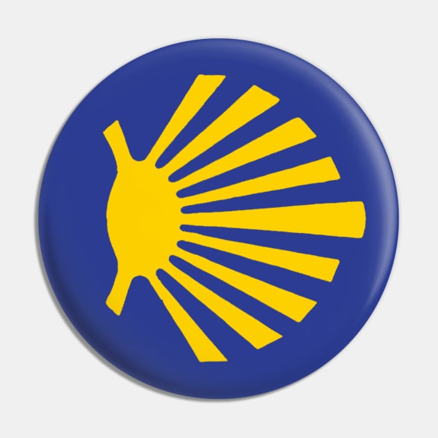 Camino de Santiago de Compostela Yellow Scallop Shell Pin by Brasilia Catholic