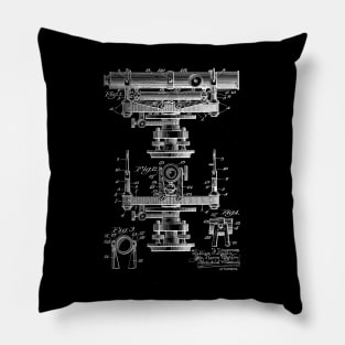 convertible builder's level and transit Vintage Patent Drawing Pillow