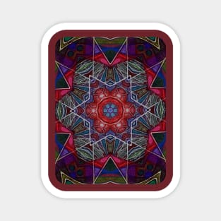 Psychedelic Kaleidoscopic Multi-Color Mandala Number 7 Magnet