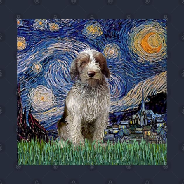 Starry Night Adapted to Include an Italian Spinone Roan Puppy by Dogs Galore and More