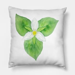 Watercolor Trillium Flower Pillow