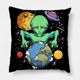 Space Day Alien Puppeteer Shifting Earth Planets Stars SciFi Pillow