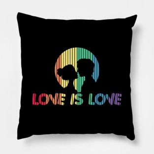 Adorable Love is Love Colorful Rainbow Silhouette Pillow