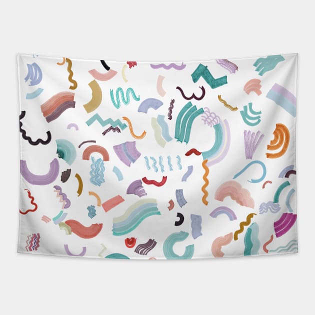 Curly Zigzag Marker Stripes Tapestry by ninoladesign