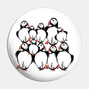 Puffin family pattern Pin