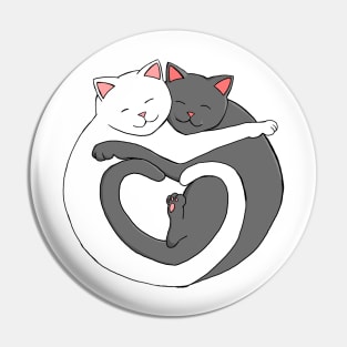 Valentine's Day Cat Heart White Design Pin