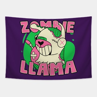 Cute Zombie Llama // Funny Halloween Zombie Animals Tapestry