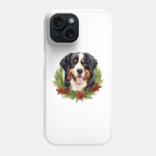 Christmas Bernese Mountain Dog Wreath Phone Case