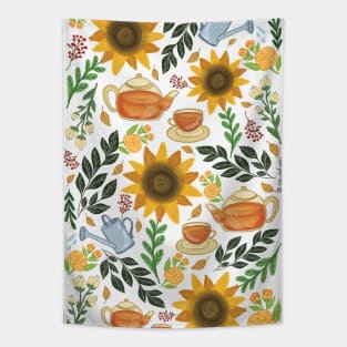 Golden Sunflowers at tea time Tapestry