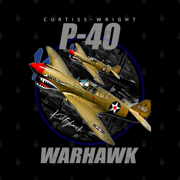 Curtiss P-40 Warhawk  USAF WW2 Fighter Aircraft by aeroloversclothing