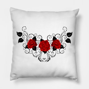 Symmetrical Pattern of Red Roses (without a shadow) Pillow