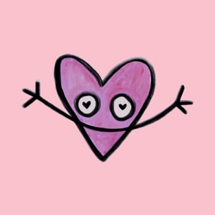 Cartoon Heart, Happy Pink Heart T-Shirt