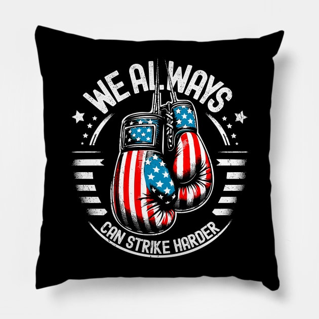 Patriotic American Strength & Honor Graphic - US Flag Pride Pillow by KontrAwersPL