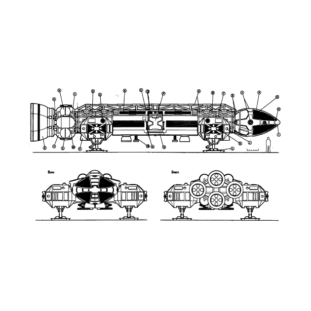 Space Ship Eagle Blueprint Black by Auto-Prints