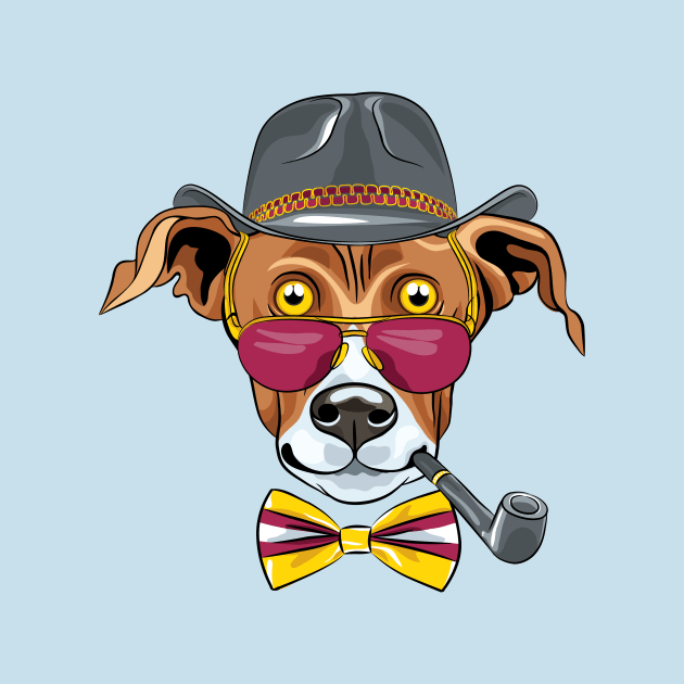 Hipster Greyhound Dog  in a hat, glasses and bow tie by kavalenkava