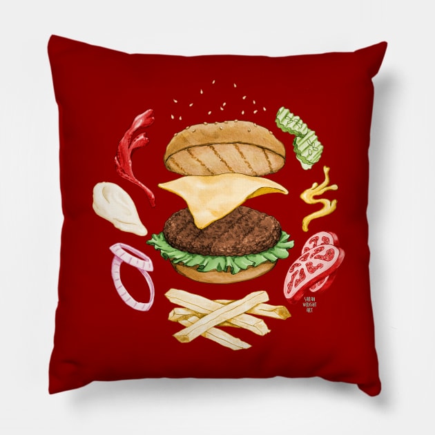 Burger Mandala Pillow by SarahWrightArt