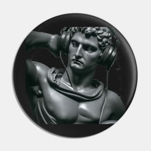 Statue with headphones listening to music Pin