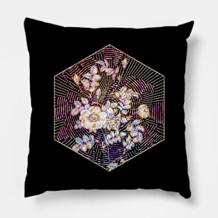 Yellow Sweetbriar Rose Floral Rainbow Mosaic Pillow