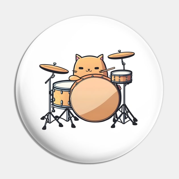 Cat Drummer Pin by Artifyio