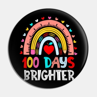 100Th Day Of School Teacher 100 Days Brighter Rainbow Kids Pin