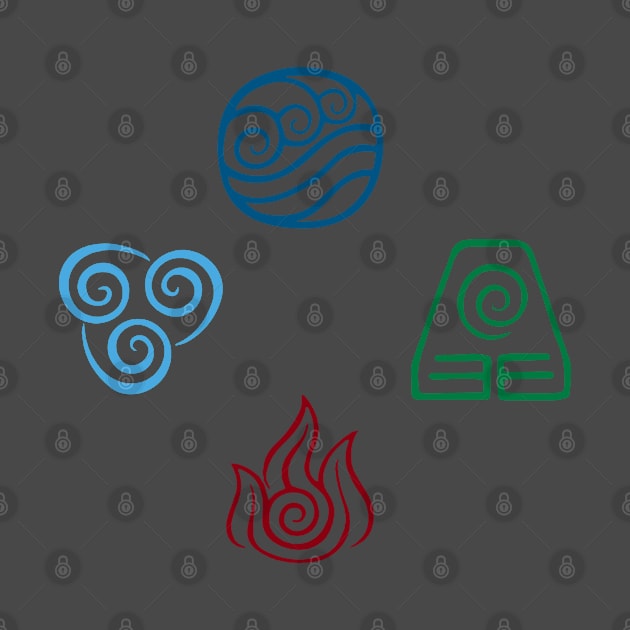 Avatar Four Elements Symbols by NAM Illustration