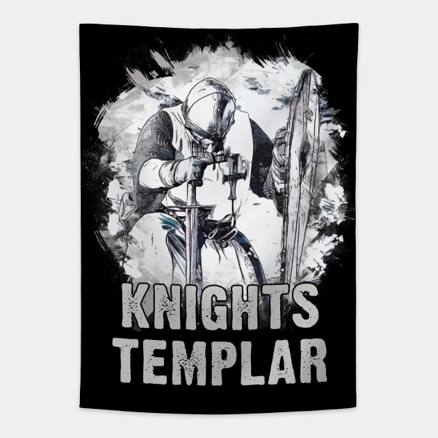 Knights Templar Crusader Christian Warrior Epic Honor Valor Abstract Art Tapestry by Naumovski