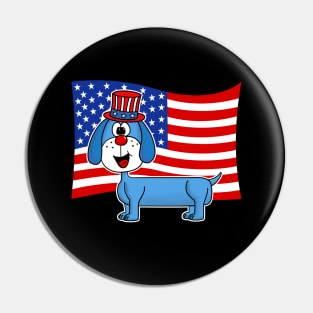 4th July Dachshund Dog American Flag Pin