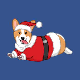 Cute Tan Corgi in Santa Christmas Costume T-Shirt