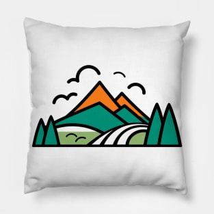Simple mountainous landscape Pillow