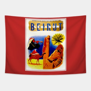 Beirut Lebanon Vintage Travel and Tourism Advertising Print Tapestry