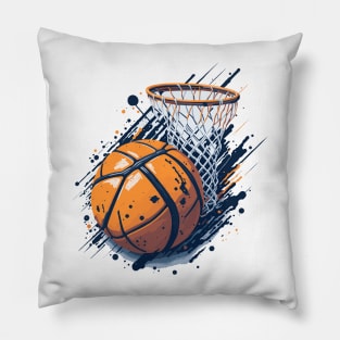 Basketball and basket with net Pillow