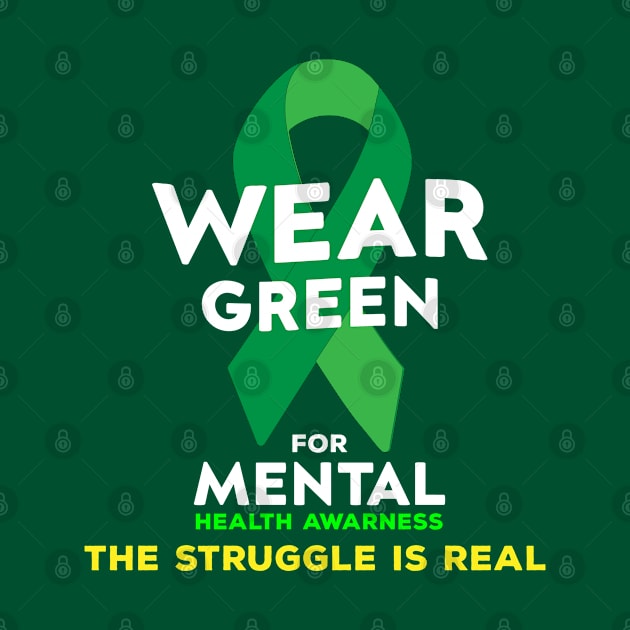 Wear Green For Mental Health Awareness Month Green Ribbon by NASSER43DZ