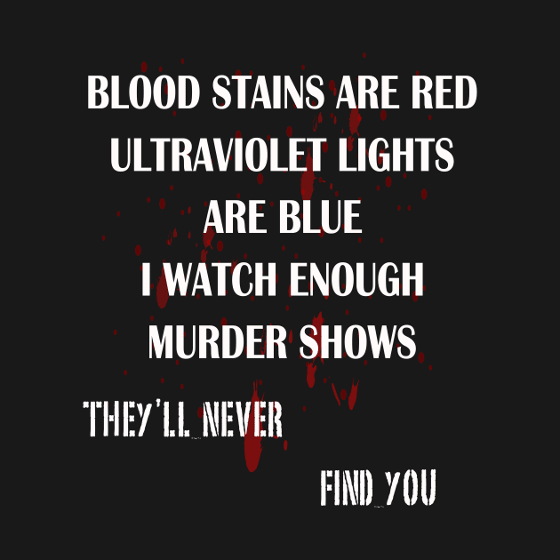 Blood stains are red ultraviolet lights are blue Shirt by mo designs 95