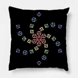 Spiral Rainbow Polyhedral Dice Pillow