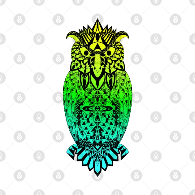 the magical owl in mandala in line art wallpaper art by jorge_lebeau