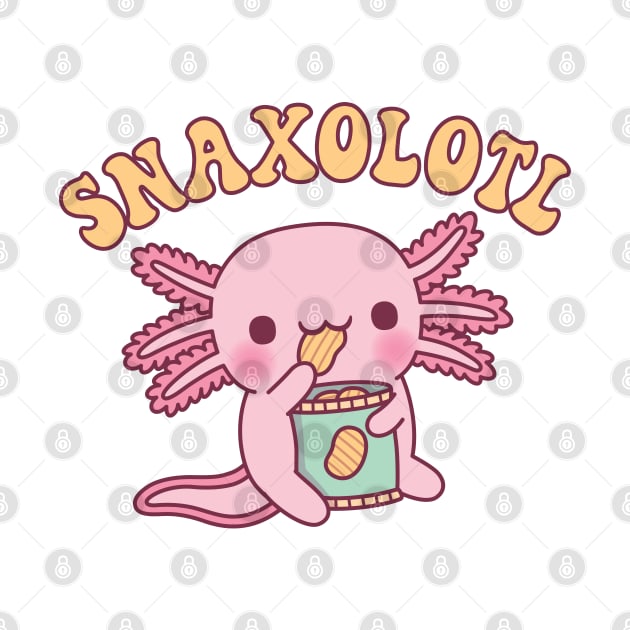 Funny Snaxolotl Axolotl Munching On Potato Chips by rustydoodle