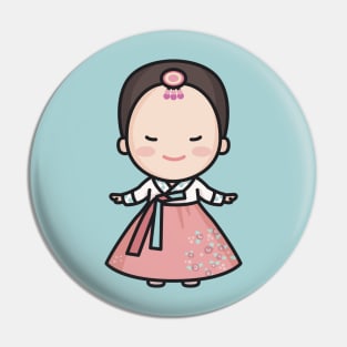 Cute Traditional Korean Bride Cartoon Pin