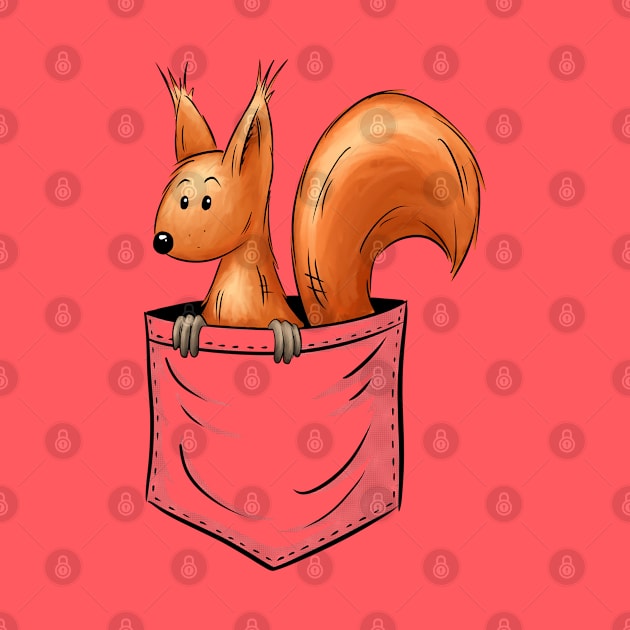 Wildlife Funny Cute Red Squirrel In Your Pocket by SkizzenMonster